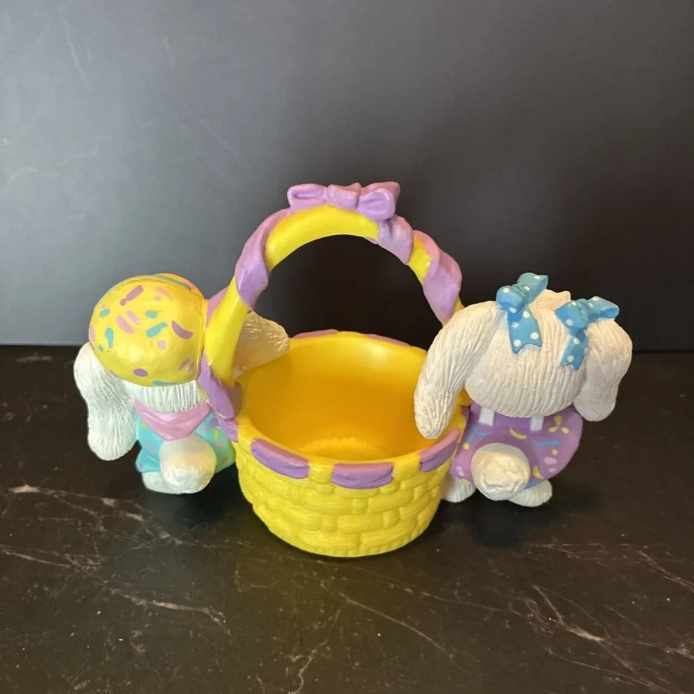 Vintage Easter Bunny Basket Decor 1991 Crayola Rabbits Spring Decor